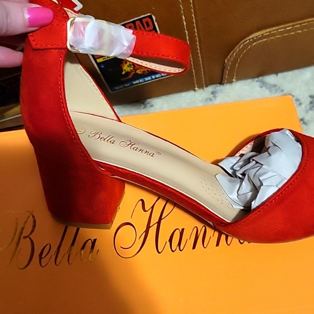 Brand new red block heels